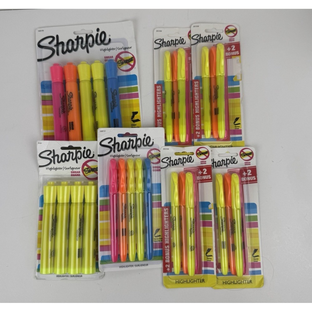 Sharpie Smear Guard Highlighter Lot Neon Assorted Colors Chisel Tip New
